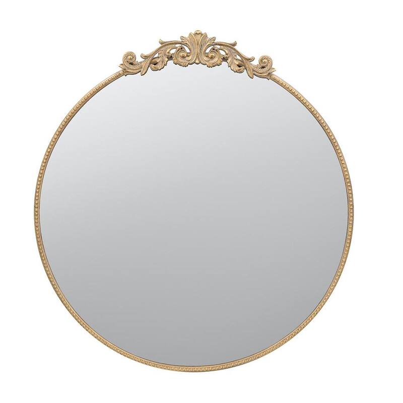 HomeRoots 39" Gold Crowned Top Iron Framed Accent Mirror - 36' X '38.5' X '1.5
