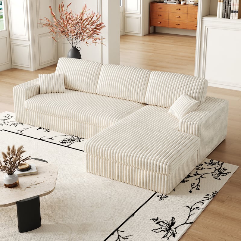 Corduroy Modular Foam Sofa, Recliner Seat Reversible Sofa, 2-In-1 Sofa With Recliner And L-Shaped Sofa Combination