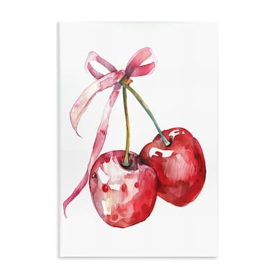 Stupell Cherries Tied in Ribbon Wall Plaque Art Design By LSR Design Studio