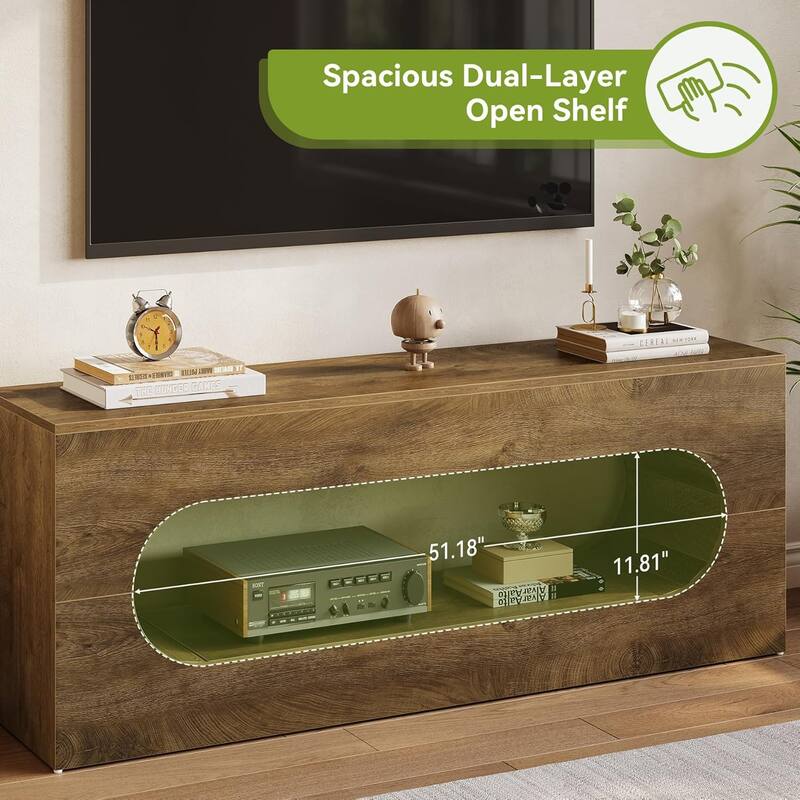 63" Entertainment Center for TVs up to 65 Inches, Wooden TV Console with Large Open Storage for Living Room