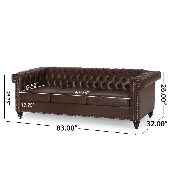 dimension image slide 1 of 4, Parkhurst Chesterfield Tufted 3-seat Sofa by Christopher Knight Home