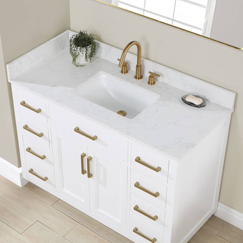 Altair Gavino Bath Vanity with Grain White Composite Stone Top, no Mirror