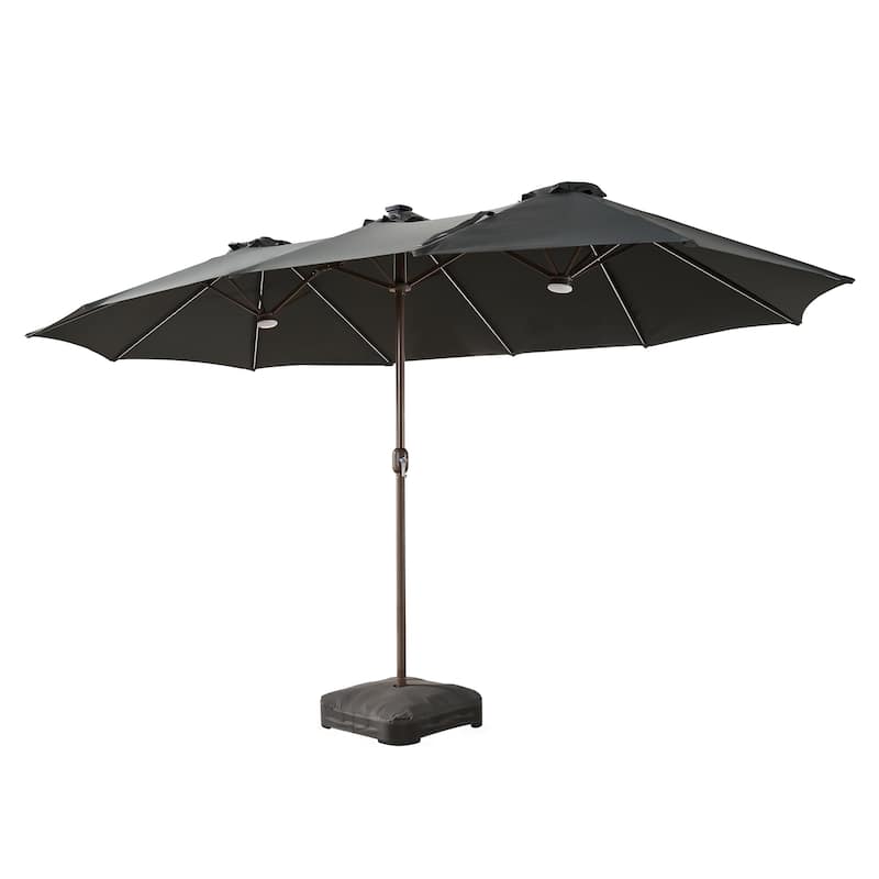 HOOOWOOO Outdoor Patio Umbrella with Solar Light