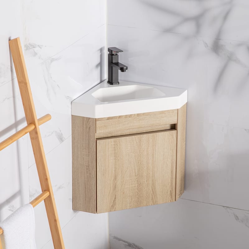 Wall Mounted Corner Bathroom Vanity Sink Combo for Small Space