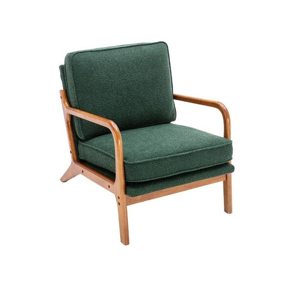 Mid Century Modern Wood Frame Accent Chair Lounge Chair Armchair - Bed ...