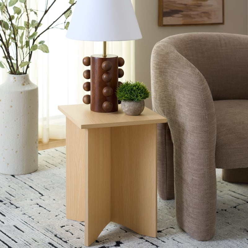SAFAVIEH Home Elroy Accent Table - 13"W x 13"D x 18"H - Sand
