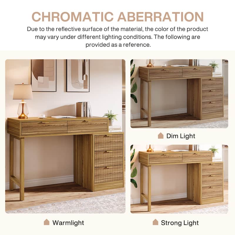 Modern Wood Computer Desk with 5-drawer for Home Office
