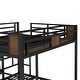 preview thumbnail 12 of 10, Queen Over Twin Bunk Bed with Storage Area Shelves Hangers Noise Reduced Black