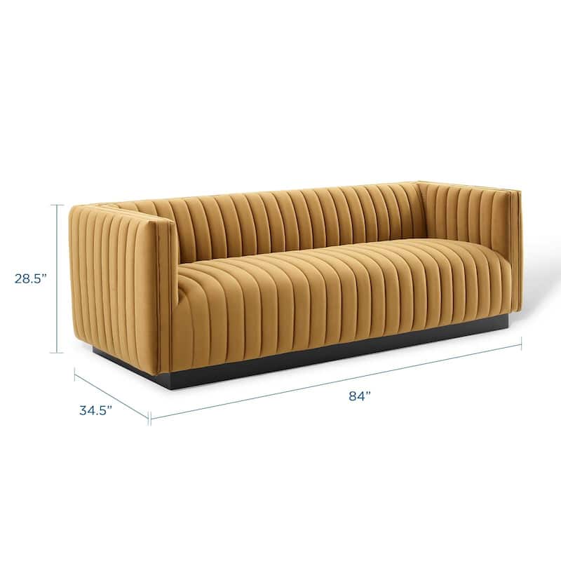 Silver Orchid Rosar Channel Tufted Velvet Sofa