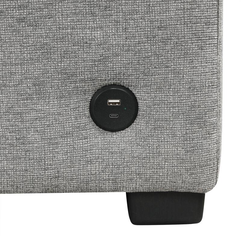 107.1" Chenille U-Shaped Sleeper Sectional Sofa Bed with USB & Pull-Out Design