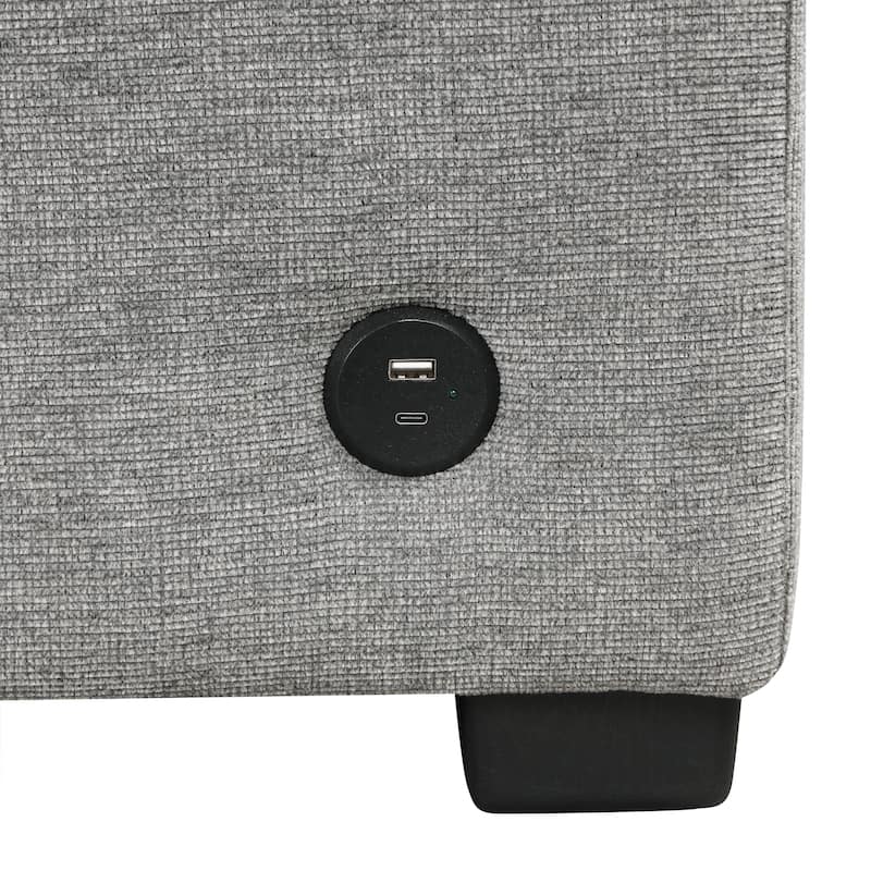 84.7" Chenille Modular Sectional Sofa with Pull-Out Sleeper, Storage Ottoman & USB Ports - Convertible U/L-Shaped Design