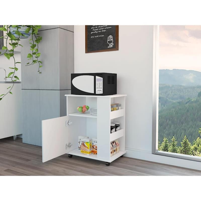 Kit Lower Microwave Cabinet, Single Door, Three Side Shelves