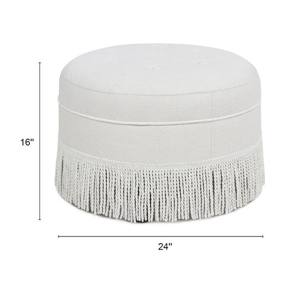 dimension image slide 6 of 13, Yolanda 24" Upholstered Round Accent Ottoman