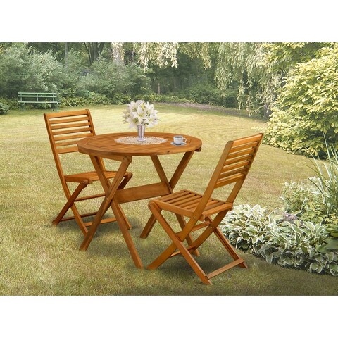 3-Piece Folding Patio Set - Folding Patio Table and 2 Outdoor Bistro Chairs Suitable for Garden, Terrace, Bistro, and Porch