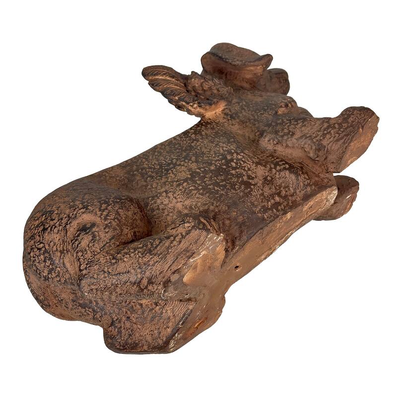 Flying Wiener Dog Planter 18" Brown, With Drain Hole, Rustic Garden - 11 X 18 X 7 inches