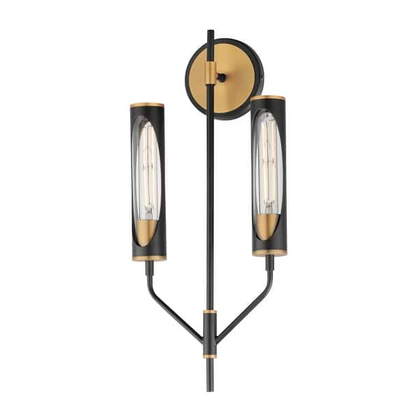 slide 2 of 7, Maxim 16170 Regent 2 Light 23" Tall LED Bathroom Sconce Black / Antique Brass