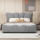 preview thumbnail 2 of 9, Sumptuous Design Full Size Velvet Platform Bed with Support Slat, Upholstered Bed with Support Legs for Bedroom, Grey