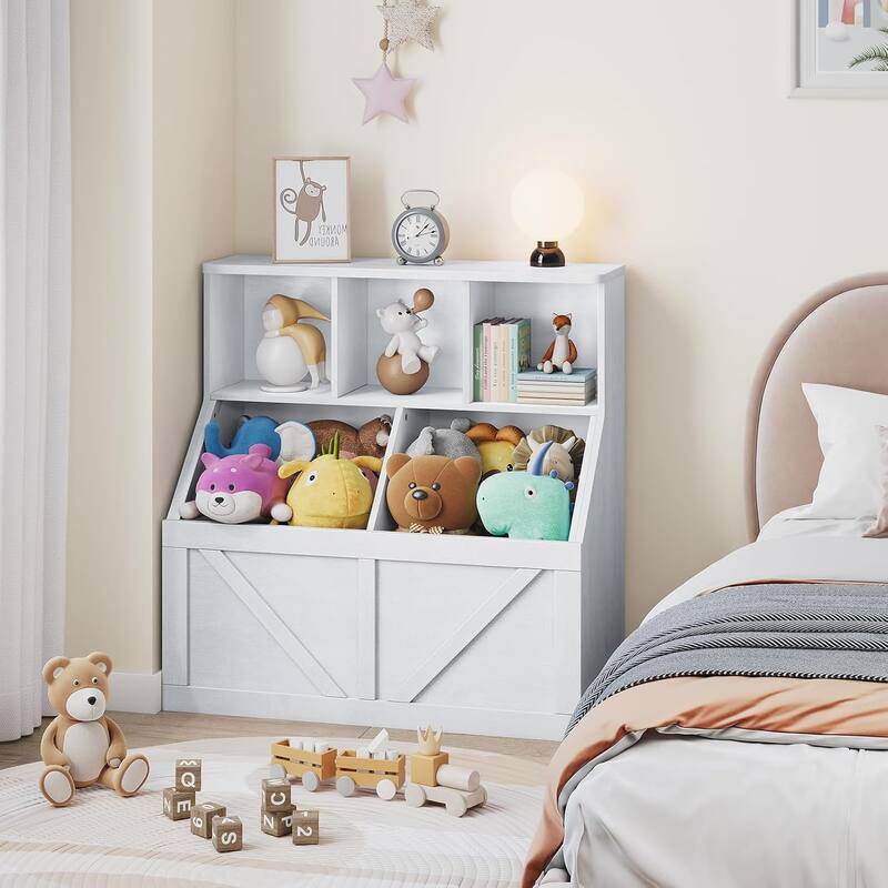 Kids Bookshelf and Toy Storage for Playroom, Bedroom