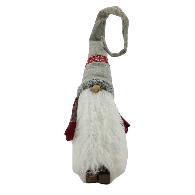 Long Wizard Hat Gnome Christmas Tabletop Figurine 33.5" Red and Gray