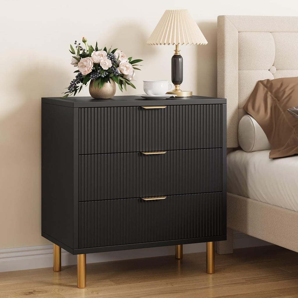 IDEALHOUSE Black 3 Drawer Dresser