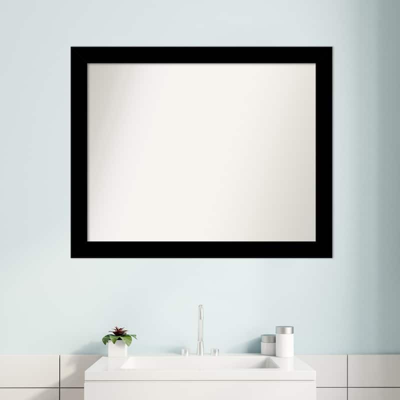 Brushed Non-Beveled Framed Bathroom Vanity Wall Mirror - Brushed Black