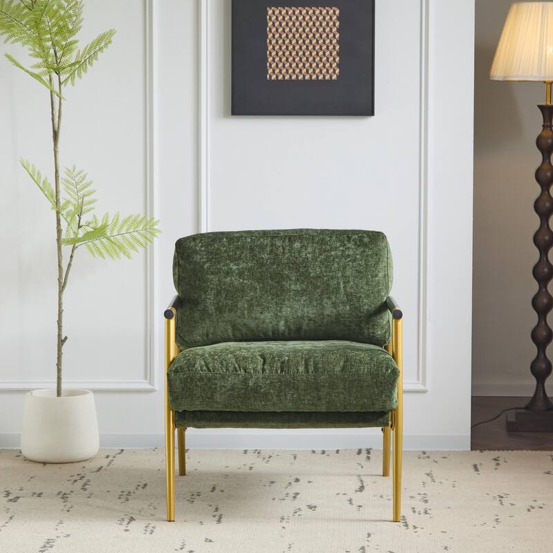 Minimalist Armchair - Soft Cushions, Wood/Metal Design, Compact