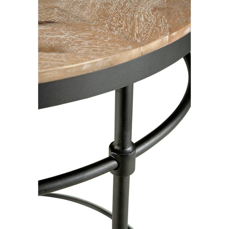 Fenway 22" Mango Solid Wood and Metal Round End Side Table - 22 inches long x 22 inches wide x 25 inches high