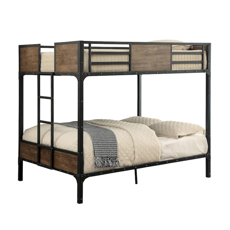 Jown Industrial Black 3-Piece Gel Memory Mattress & Metal Bunk Bed Set by Furniture of America