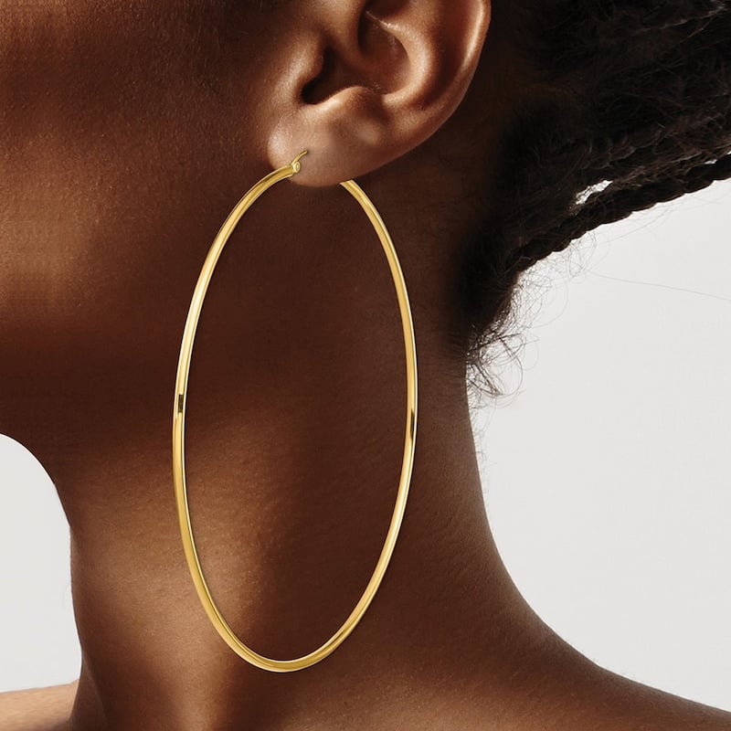 Curata 14k Yellow Gold Lightweight 90x2mm Polished Extra-large Hoop Earrings
