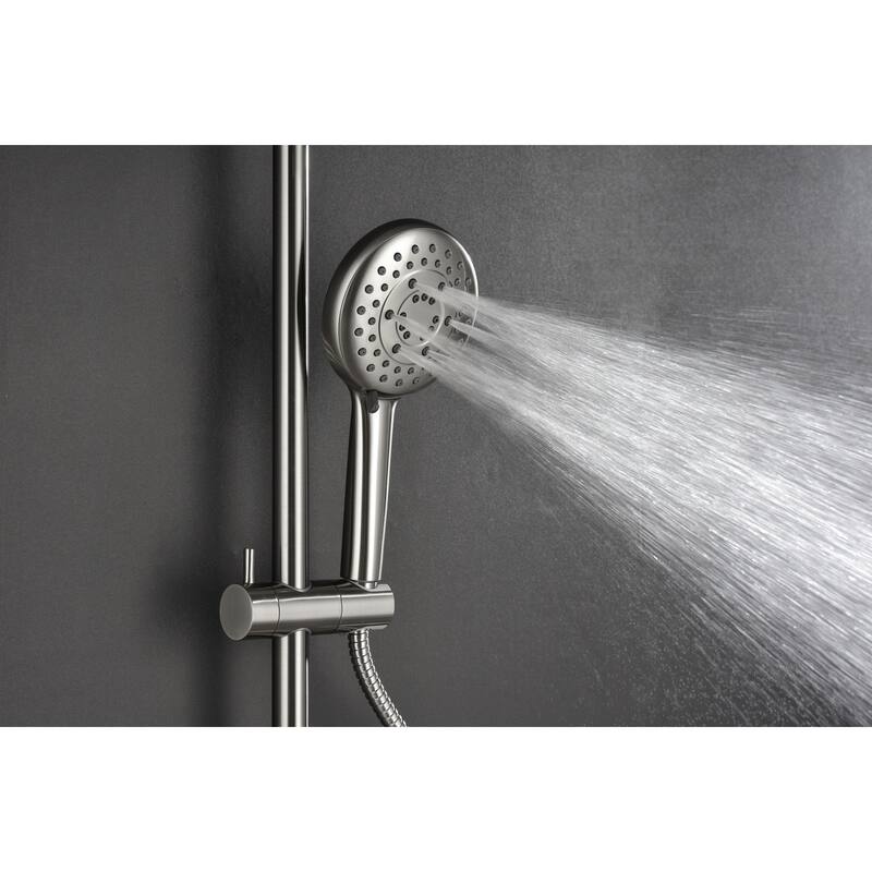 ShowerSpas Shower System, with 10" Rain Showerhead, 4-Function Hand Shower, Adjustable Slide Bar and Soap Dish