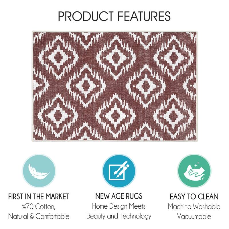 Sussexhome Heavy Duty Ultra Thin Non Slip Washable Cotton Indoor Rug - 2' x 3'