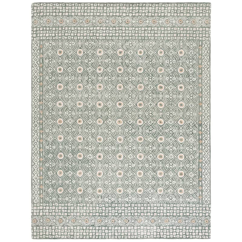 SAFAVIEH Handmade Micro-Loop Reglind Wool Rug - 8' x 10' - Green/Ivory