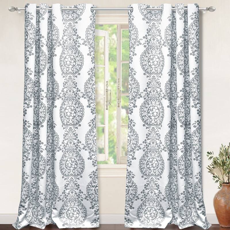 The Curated Nomad Alameda Pastel Damask Room Darkening Curtain Panel Pair