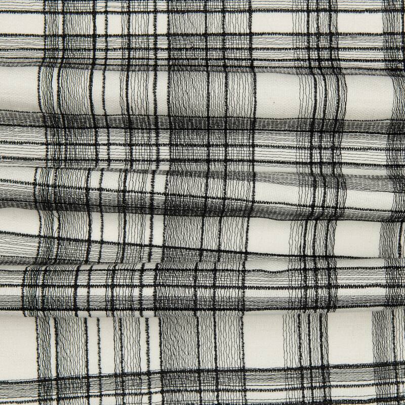 Checkered Embroidered Square Throw Pillow - 20" - White and Black