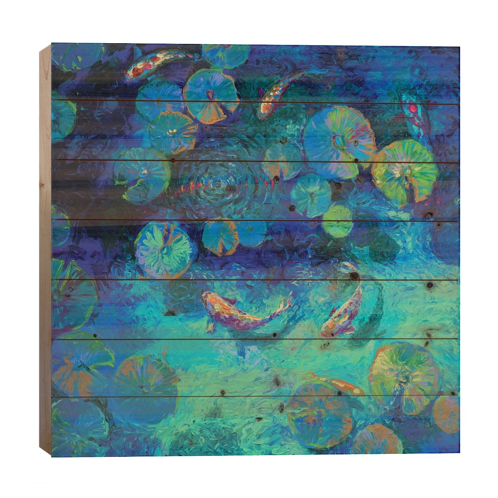 Taiwanese Blue Print On Wood by Iris Scott - Multi-Color
