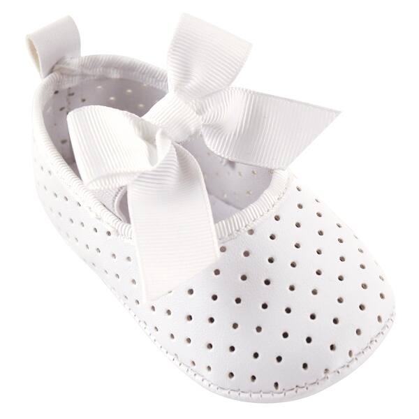 slide 1 of 1, Luvable Friends Baby Girl Crib Shoes, White Mary Jane 0-6 Months - White Mary Jane