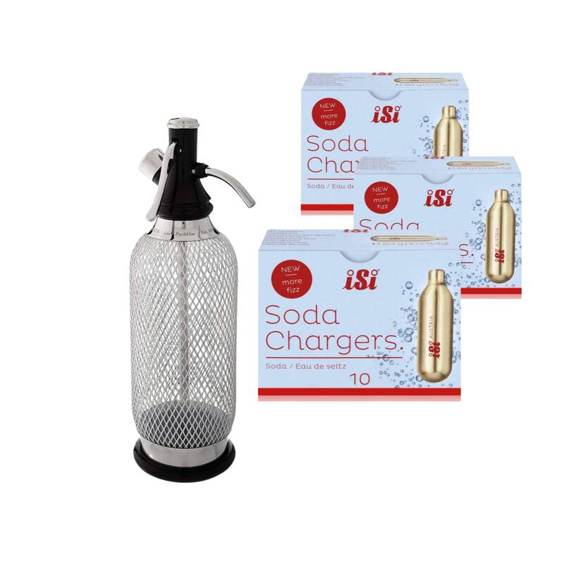 iSi North America Sodamaker Classic with 10 Pack Soda Siphon Chargers - 3 Pakcs of chargers