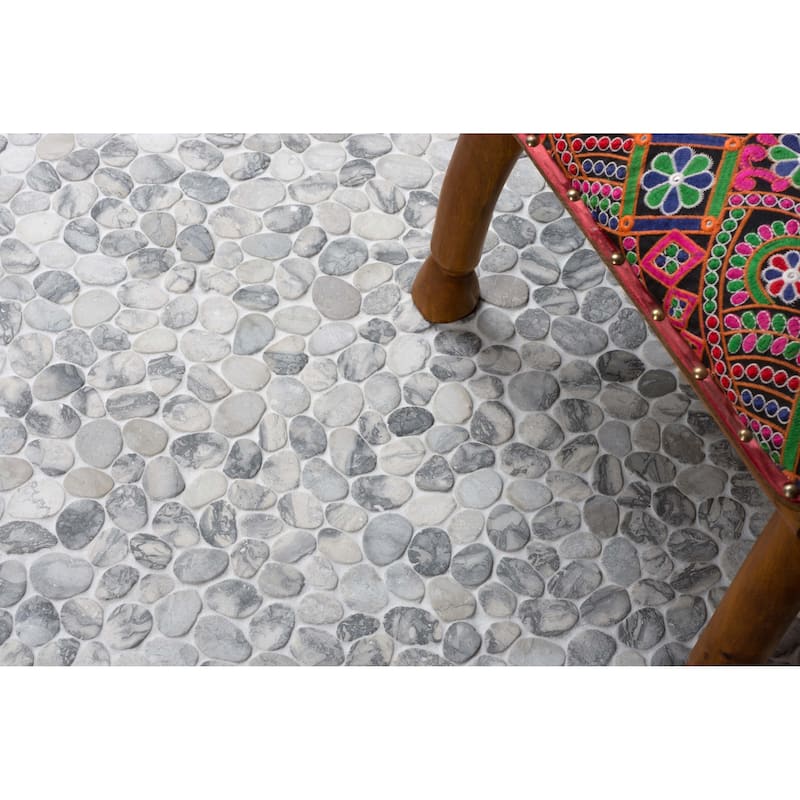 Cruz Bay Studio XC3 Coin Marble - 11" x 11" Pebble and Rock Floor and