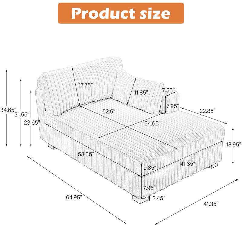 DREAMSIDEA Oversized Right Facing Chaise Lounge Lofa
