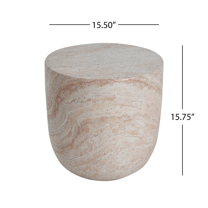 Roomfitters Outdoor Indoor Lightweight Side Table, Modern Accent End Table with Travertine Finish