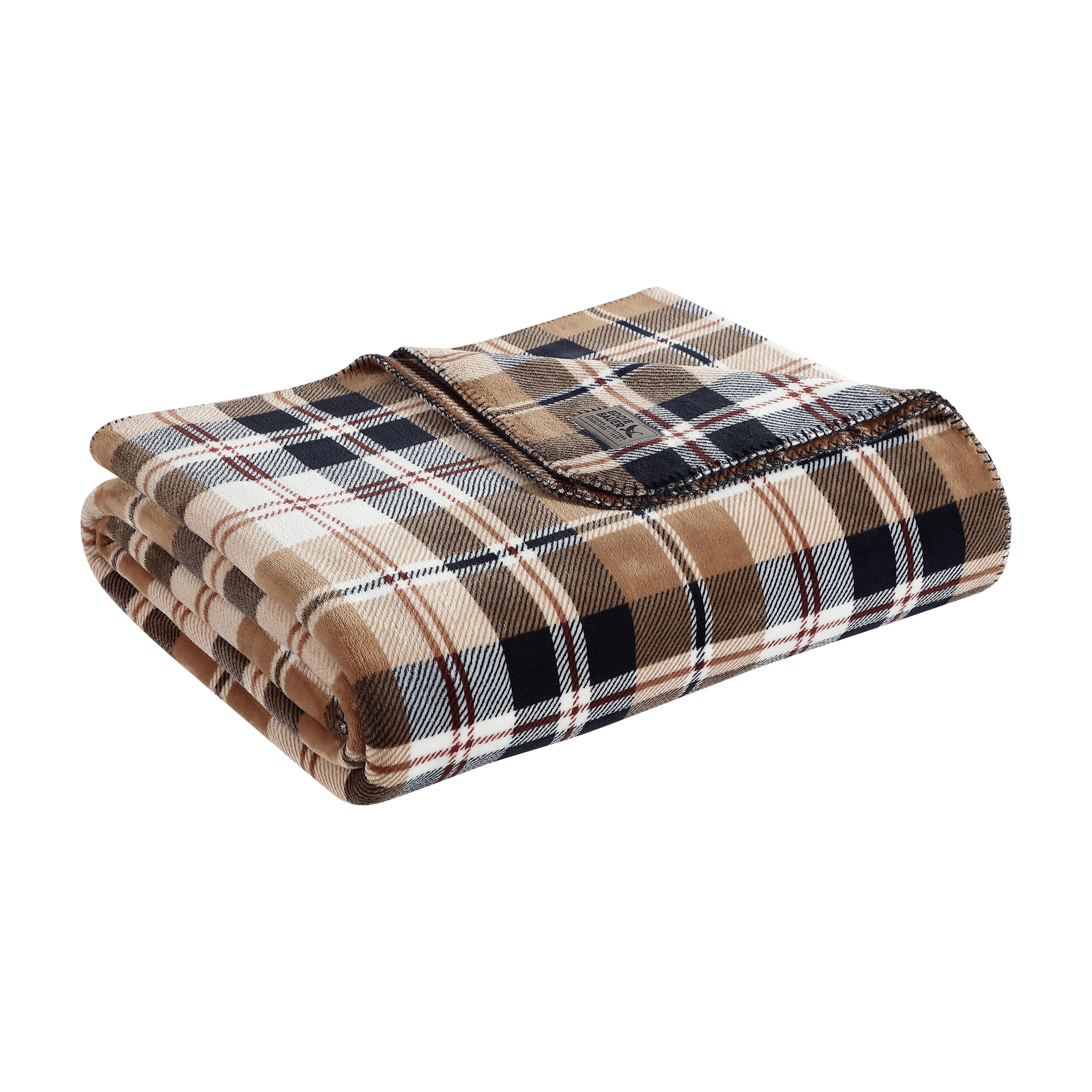 Eddie Bauer Trailhead Plaid Ultra Soft Plush Reversible Beige Blanket