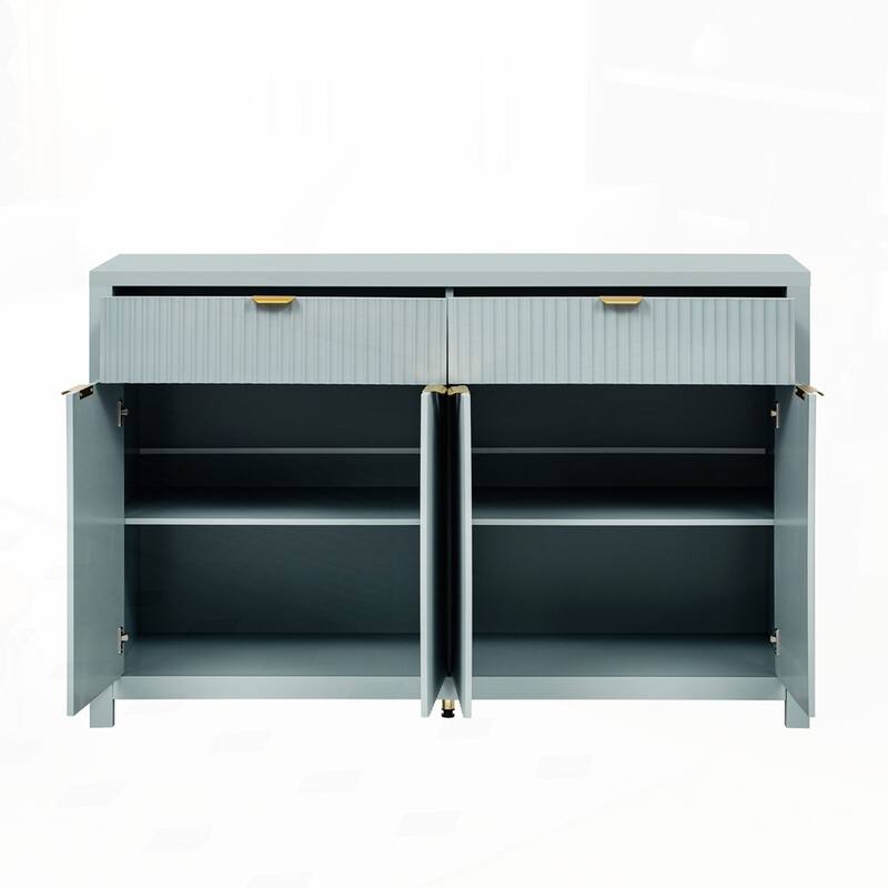 Wave-Pattern Sideboard Cabinet with 2 Drawers and 4 Doors
