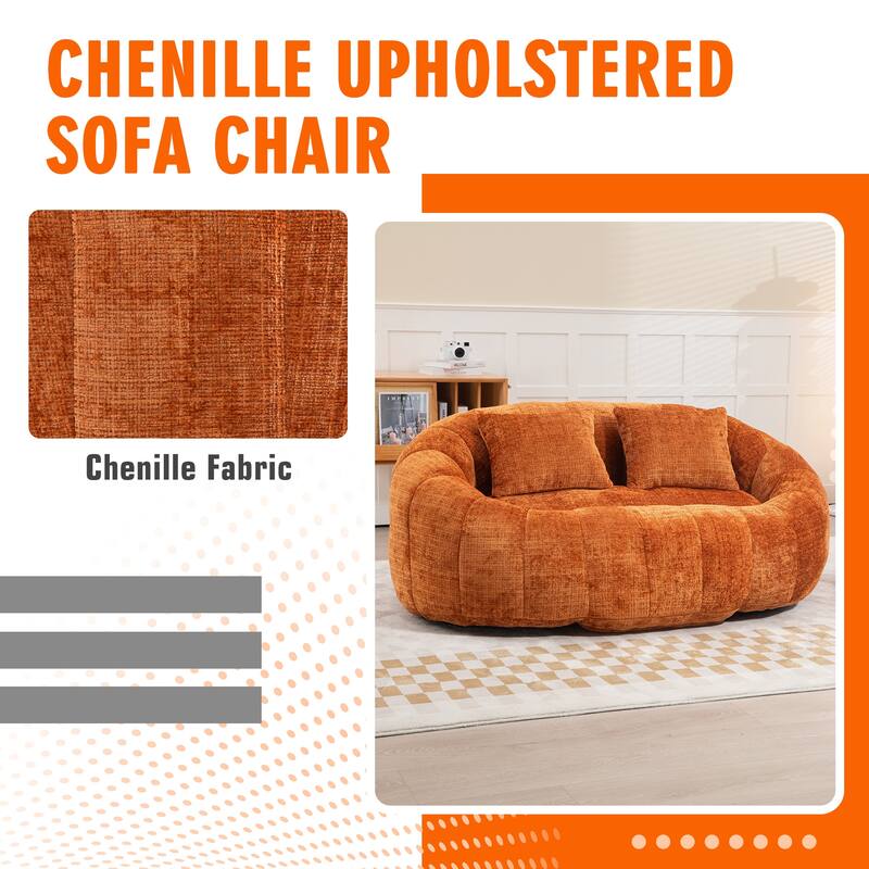 HOMEFUN Chenille Upholstered Durable Comfort Lounger High Back Bean Bag Loveseat Sofa