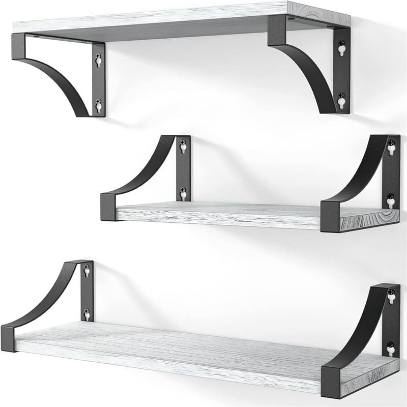Wall Shelves Set of 3 - 16.4"D x 5.9"W x 0.7"H - White