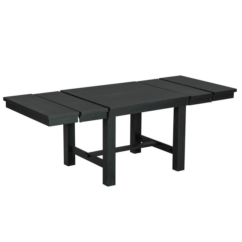 82" 6 Piece Extendable Dining Set with Footrest,4 Chairs and Bench