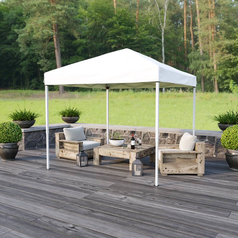 8'x8' Weather Resistant Easy Pop Up Slanted Leg Canopy Tent with Carry Bag - 8x8