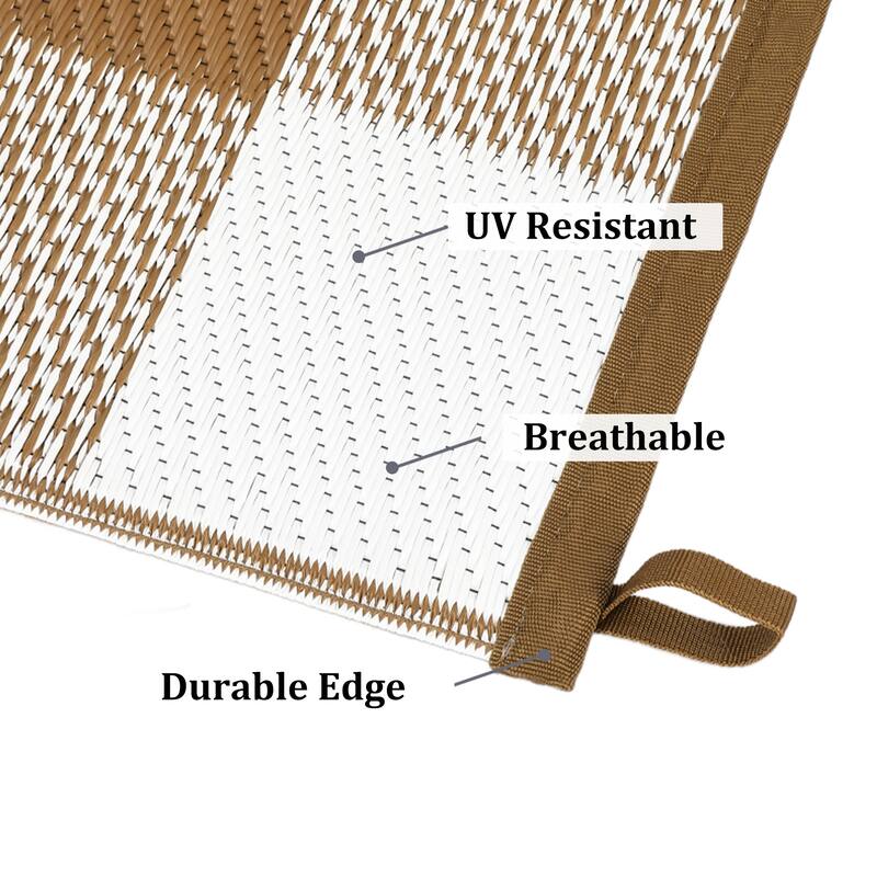 Outdoor Rug Waterproof Reversible Rug Indoor Outdoor Plaid Area Rug Plastic Straw Rug for Camping RV Backyard Patio