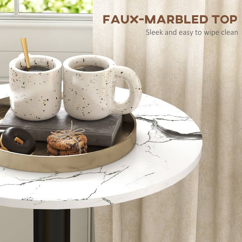 Bar Table with Round Faux-marbled Top for Home Bar