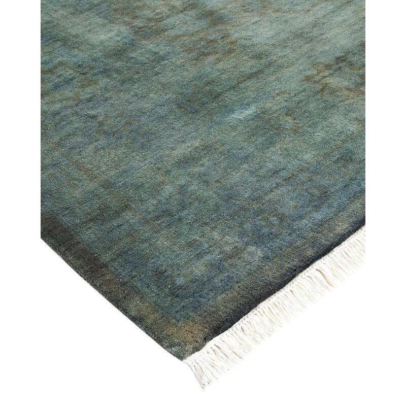 Overton Hand Knotted Wool Vintage Inspired Modern Contemporary Overdyed Brown Area Rug - 8' 1" x 14' 2"