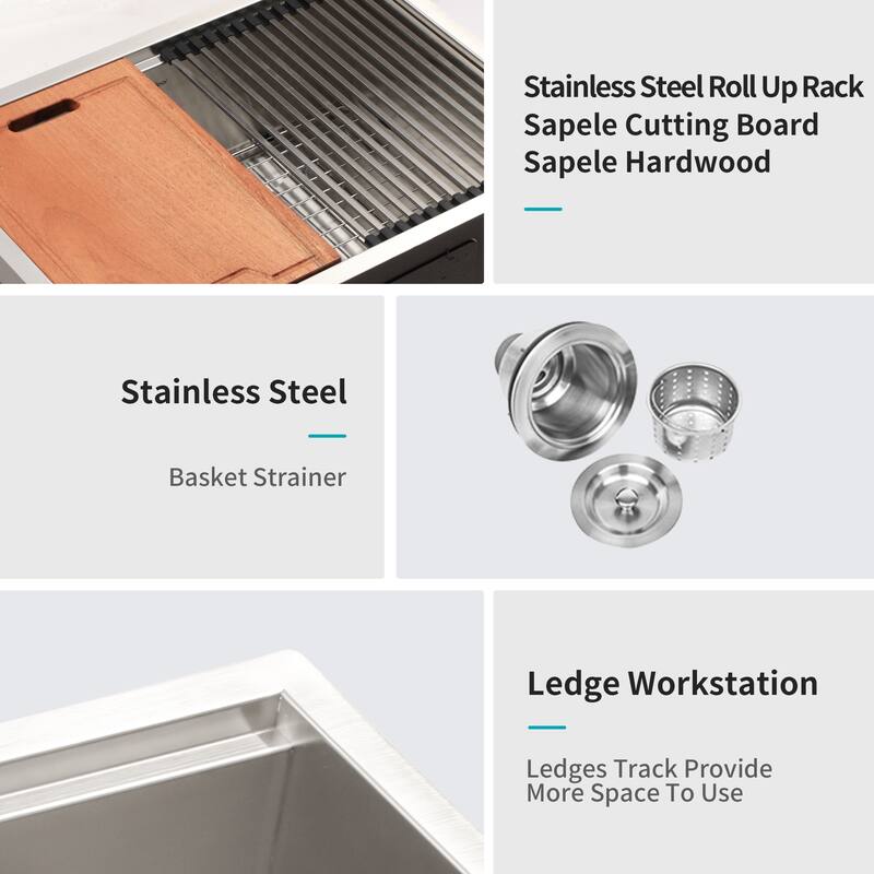 Single Bowl Undermount Workstation Kitchen Sink